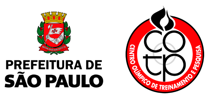 Na imagem, o brasão da Prefeitura de São Paulo e o logo do Centro Olímpico de Treinamento e Pesquisa.